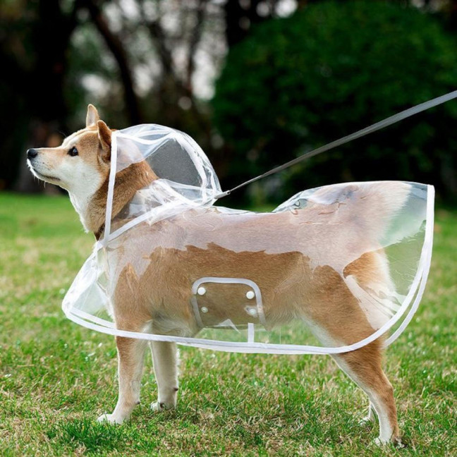 Pet Dog Transparent Raincoat Hooded Waterproof Jacket Fashionable Lightweight Pet Coat Small Medium Dogs Cats Rain Poncho