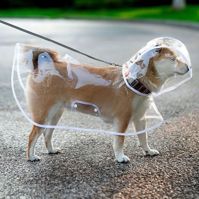 Pet Dog Transparent Raincoat Hooded Waterproof Jacket Fashionable Lightweight Pet Coat Small Medium Dogs Cats Rain Poncho