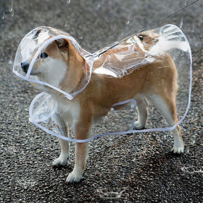 Pet Dog Transparent Raincoat Hooded Waterproof Jacket Fashionable Lightweight Pet Coat Small Medium Dogs Cats Rain Poncho