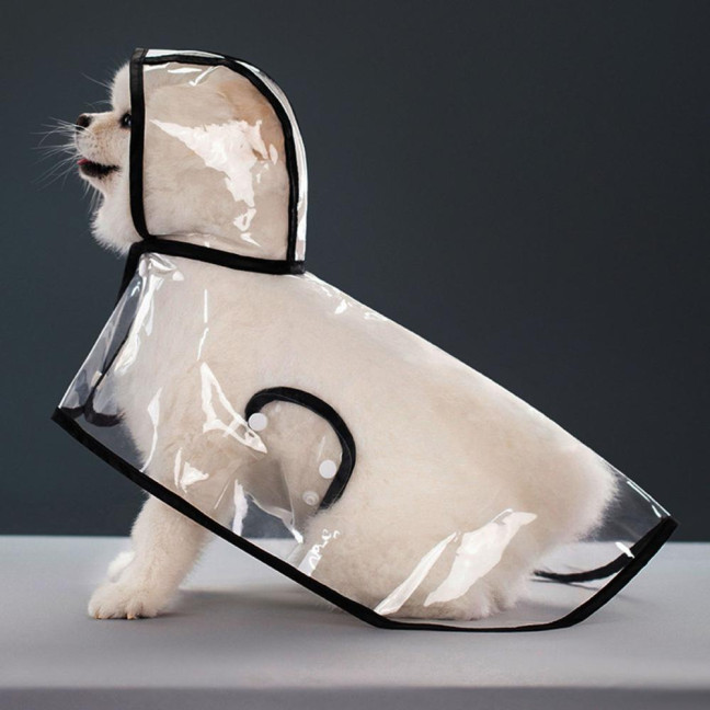 Pet Dog Transparent Raincoat Hooded Waterproof Jacket Fashionable Lightweight Pet Coat Small Medium Dogs Cats Rain Poncho