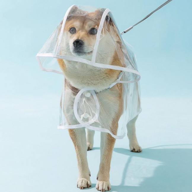 Pet Dog Transparent Raincoat Hooded Waterproof Jacket Fashionable Lightweight Pet Coat Small Medium Dogs Cats Rain Poncho