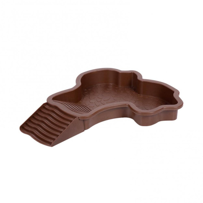 Tortoise Water Bowl with Ramp 2-in-1 Large Reptile Feeding Dish Bathing Pool Aquarium Ornament for Lizard Gecko Turtle Snake Bearded Dragon 