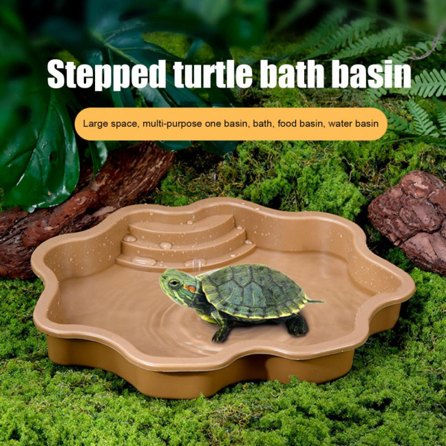 Reptile Bathing Pool Large Tortoise Feeding Dish Water Bowl with Ramp Aquarium Ornament for Lizard Gecko Snake Turtle Bearded Dragon Reptile Bathing Pool Large Tortoise Feeding Dish Water Bowl with Ramp Aquarium Ornament for Lizard Gecko Snake Turtle Bearded Dragon
