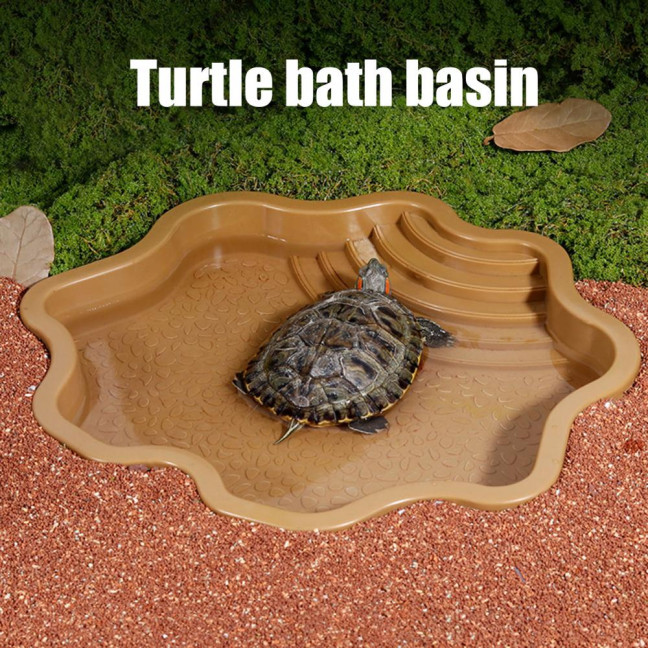 Reptile Bathing Pool Large Tortoise Feeding Dish Water Bowl with Ramp Aquarium Ornament for Lizard Gecko Snake Turtle Bearded Dragon Reptile Bathing Pool Large Tortoise Feeding Dish Water Bowl with Ramp Aquarium Ornament for Lizard Gecko Snake Turtle Bearded Dragon