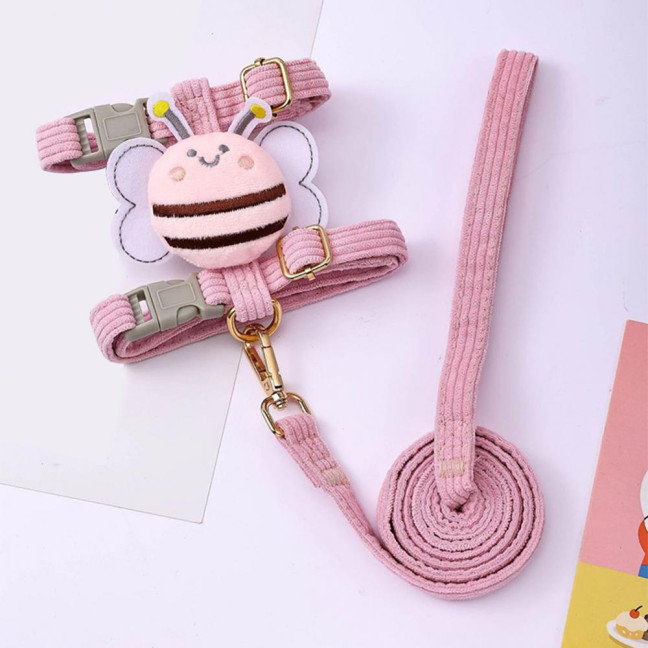 Cat Harness And Leash Set Adjustable Escape Proof Kitten Harness with Cartoon Bee for Small Medium Cats Dogs Outdoor Walking