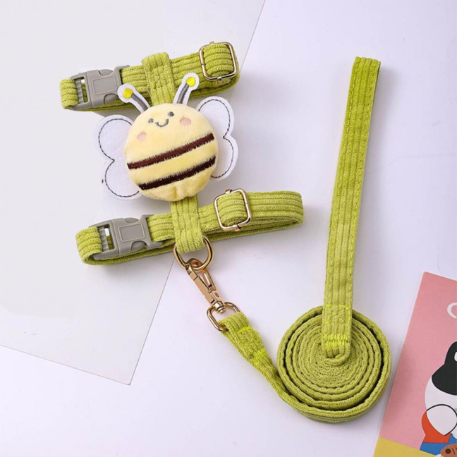 Cat Harness And Leash Set Adjustable Escape Proof Kitten Harness with Cartoon Bee for Small Medium Cats Dogs Outdoor Walking
