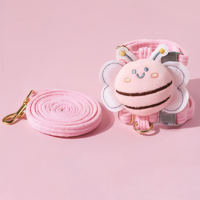 Cat Harness And Leash Set Adjustable Escape Proof Kitten Harness with Cartoon Bee for Small Medium Cats Dogs Outdoor Walking