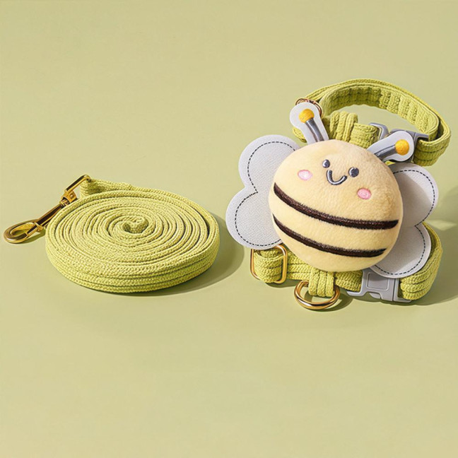 Cat Harness And Leash Set Adjustable Escape Proof Kitten Harness with Cartoon Bee for Small Medium Cats Dogs Outdoor Walking