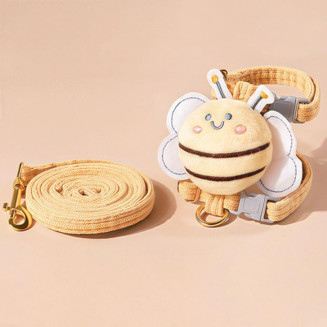 Cat Harness And Leash Set Adjustable Escape Proof Kitten Harness with Cartoon Bee for Small Medium Cats Dogs Outdoor Walking