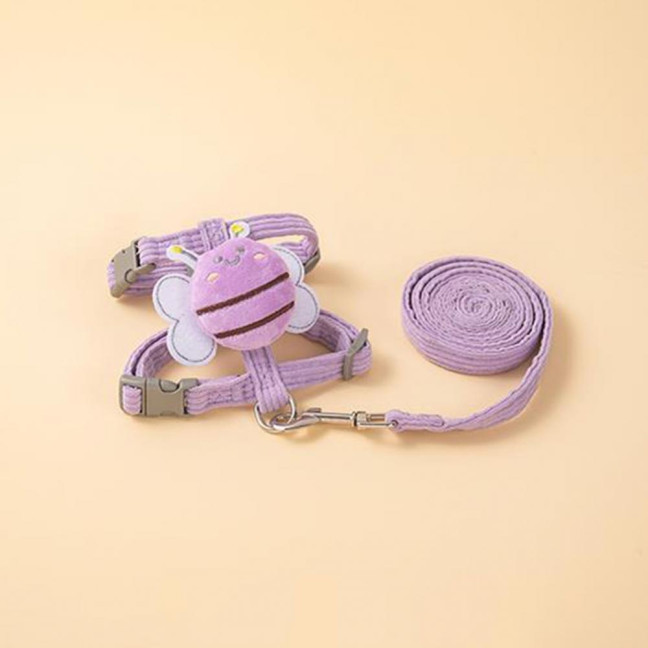 Cat Harness And Leash Set Adjustable Escape Proof Kitten Harness with Cartoon Bee for Small Medium Cats Dogs Outdoor Walking