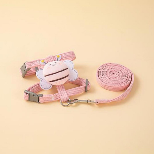 Cat Harness And Leash Set Adjustable Escape Proof Kitten Harness with Cartoon Bee for Small Medium Cats Dogs Outdoor Walking