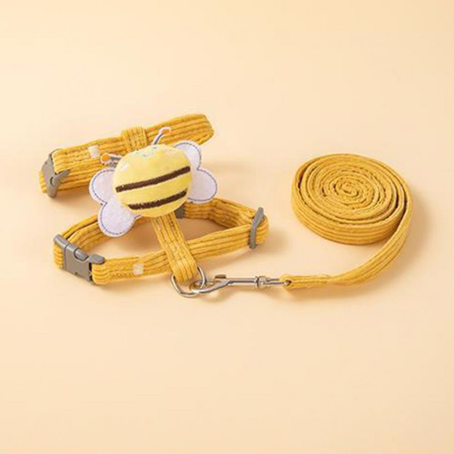 Cat Harness And Leash Set Adjustable Escape Proof Kitten Harness with Cartoon Bee for Small Medium Cats Dogs Outdoor Walking