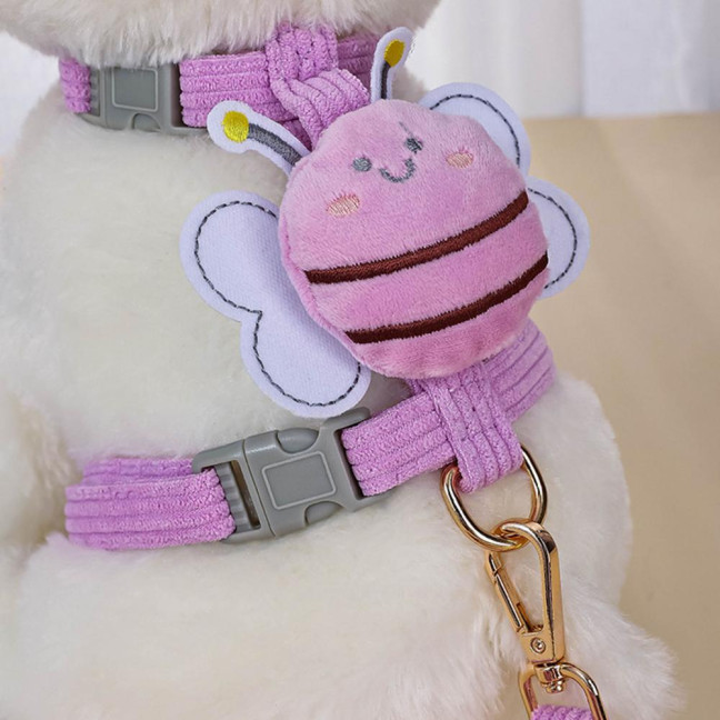 Cat Harness And Leash Set Adjustable Escape Proof Kitten Harness with Cartoon Bee for Small Medium Cats Dogs Outdoor Walking