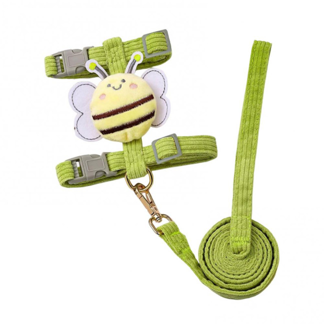 Cat Harness And Leash Set Adjustable Escape Proof Kitten Harness with Cartoon Bee for Small Medium Cats Dogs Outdoor Walking