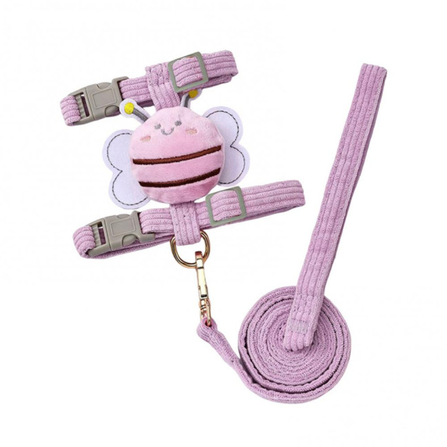 Cat Harness And Leash Set Adjustable Escape Proof Kitten Harness with Cartoon Bee for Small Medium Cats Dogs Outdoor Walking