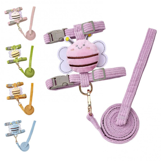 Cat Harness And Leash Set Adjustable Escape Proof Kitten Harness with Cartoon Bee for Small Medium Cats Dogs Outdoor Walking