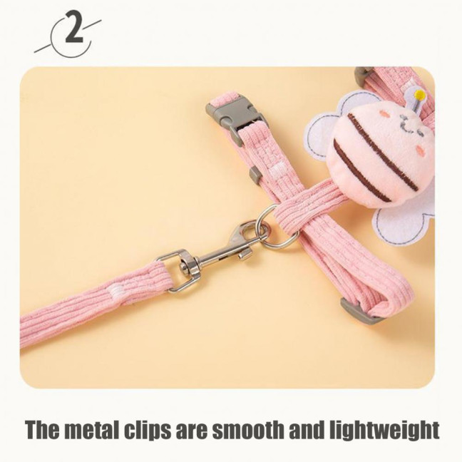 Cat Harness And Leash Set Adjustable Escape Proof Kitten Harness with Cartoon Bee for Small Medium Cats Dogs Outdoor Walking