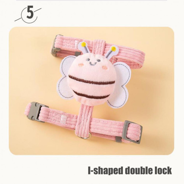 Cat Harness And Leash Set Adjustable Escape Proof Kitten Harness with Cartoon Bee for Small Medium Cats Dogs Outdoor Walking