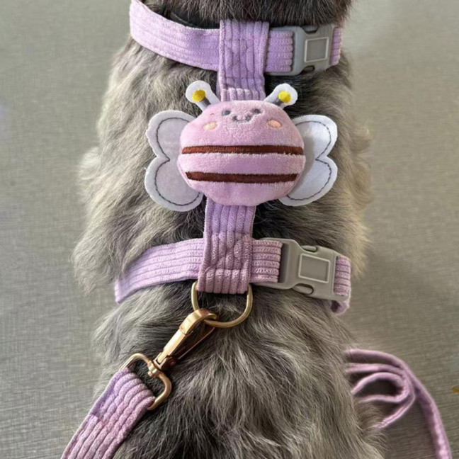 Cat Harness And Leash Set Adjustable Escape Proof Kitten Harness with Cartoon Bee for Small Medium Cats Dogs Outdoor Walking