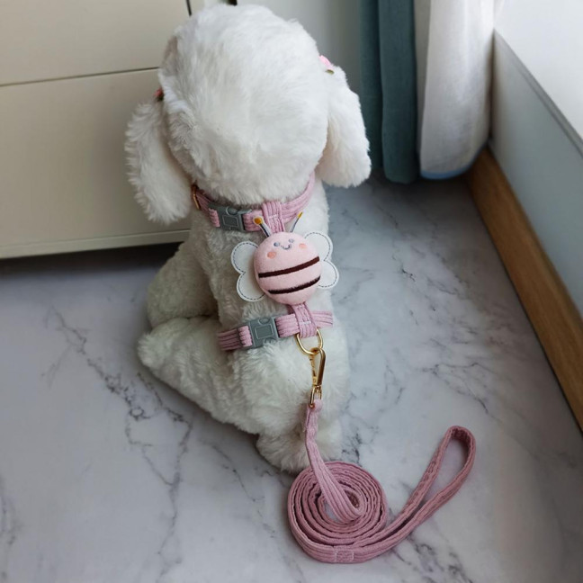 Cat Harness And Leash Set Adjustable Escape Proof Kitten Harness with Cartoon Bee for Small Medium Cats Dogs Outdoor Walking