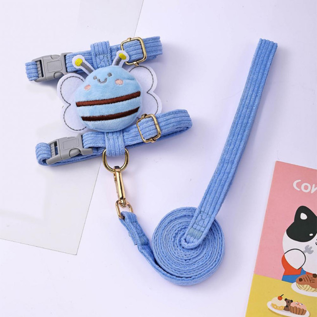 Cat Harness And Leash Set Adjustable Escape Proof Kitten Harness with Cartoon Bee for Small Medium Cats Dogs Outdoor Walking