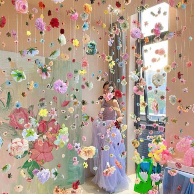 Artificial Flower Garland Faux Wildflower Hanging Decoration Fake Floral Vines Curtain for Spring Summer Home Garden Wedding Party Arch Wall Decor