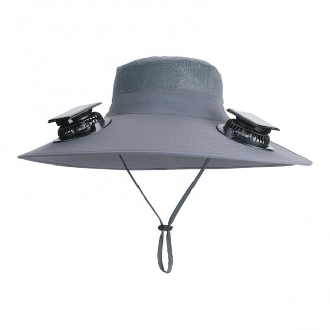 Fan Hat Wide-Brimmed Outdoor Hat with Dual-Power Solar Fan Design 3 Gear Adjustable Speed Hiking Cycling Fishing Hat