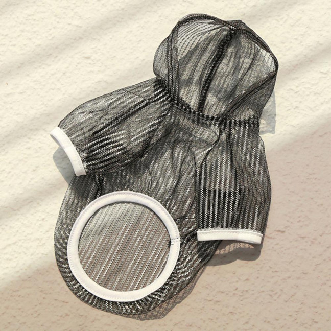 Pet Clothes Lightweight Mesh Fabric Hooded Short Sleeve Breathable Sun Protection Clothes Easy Wash Quick Drying Pet Vest