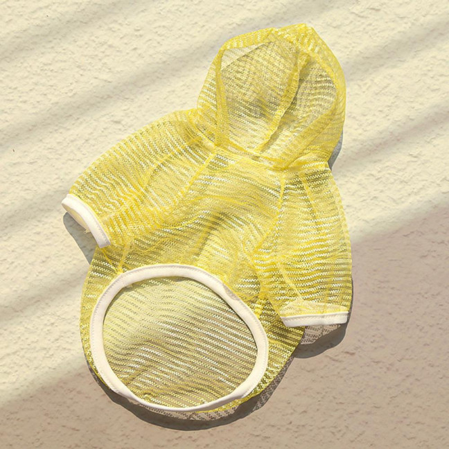 Pet Clothes Lightweight Mesh Fabric Hooded Short Sleeve Breathable Sun Protection Clothes Easy Wash Quick Drying Pet Vest