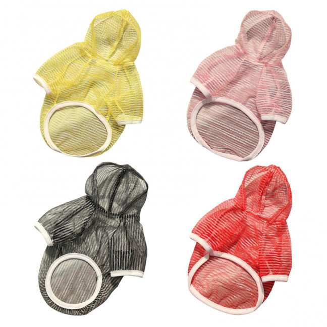 Pet Clothes Lightweight Mesh Fabric Hooded Short Sleeve Breathable Sun Protection Clothes Easy Wash Quick Drying Pet Vest