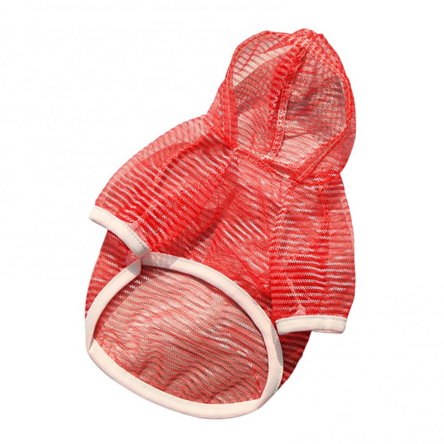 Pet Clothes Lightweight Mesh Fabric Hooded Short Sleeve Breathable Sun Protection Clothes Easy Wash Quick Drying Pet Vest