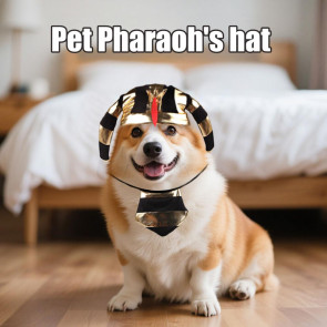 Pet Cosplay Egyptian Pharaoh Costume Set Ancient Pharaoh Hat And Adjustable Bib Set for Small And Medium Cats Dogs