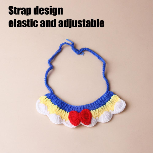 Knitted Pet Collar Tie Adjustable Handmade Small Animals Collar Strap for Chicken Duck Goose Parrot Rabbits