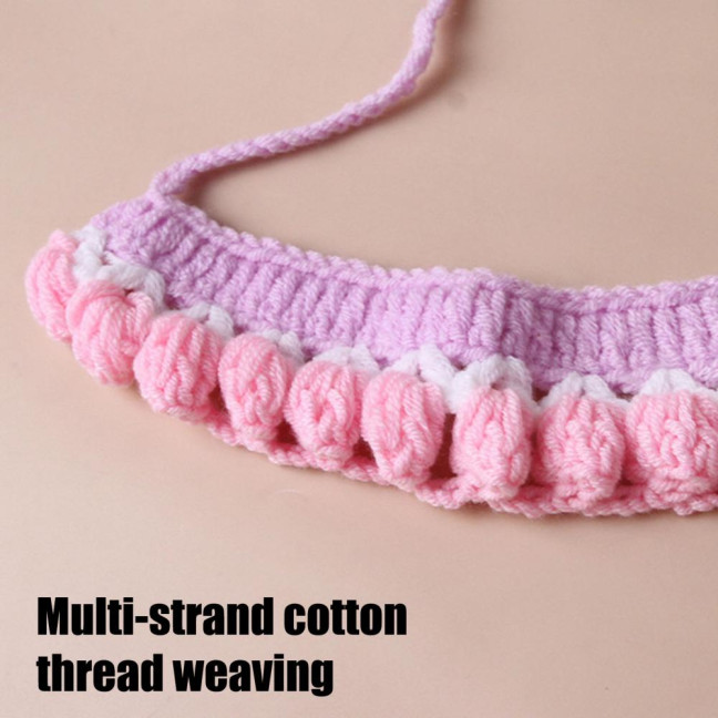 Knitted Pet Collar Tie Adjustable Handmade Small Animals Collar Strap for Chicken Duck Goose Parrot Rabbits