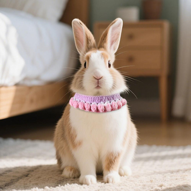 Knitted Pet Collar Tie Adjustable Handmade Small Animals Collar Strap for Chicken Duck Goose Parrot Rabbits