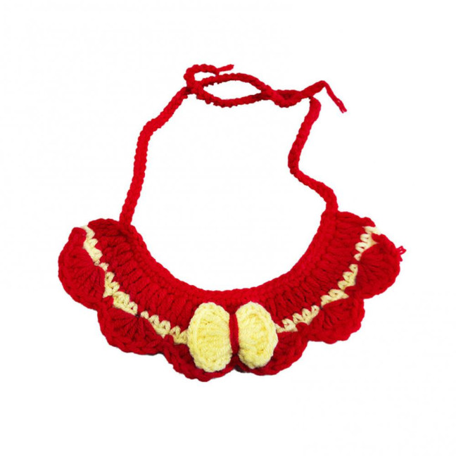 Knitted Pet Collar Tie Adjustable Handmade Small Animals Collar Strap for Chicken Duck Goose Parrot Rabbits