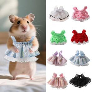 Small Pet Dress Mini Knitted Ferret Clothes Handmade Hamster Princess Skirt for Rabbit Guinea Pig Squirrels Chinchilla