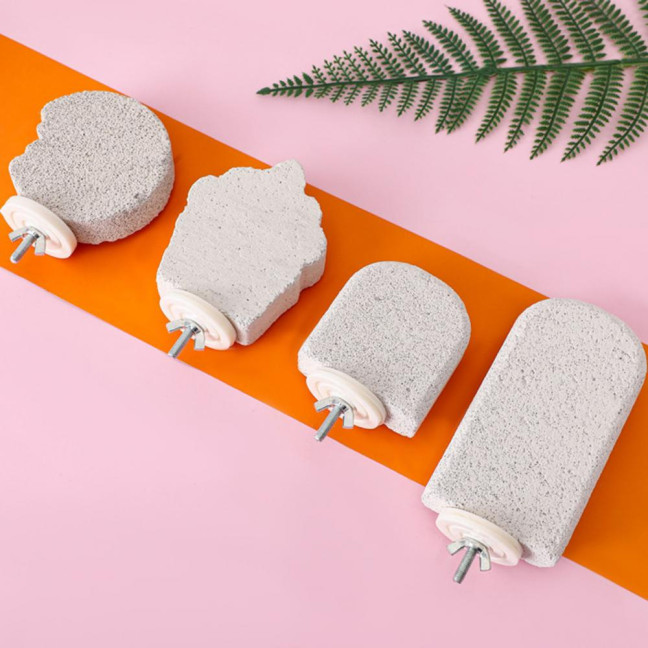 4 Pcs Birds Beak Grinding Stone Parrot Calcium Perch Chewing Toy Birds Foot Claws Trimmer Platform for Small Medium Birds Parakeet Lovebird Cockatiel Conure