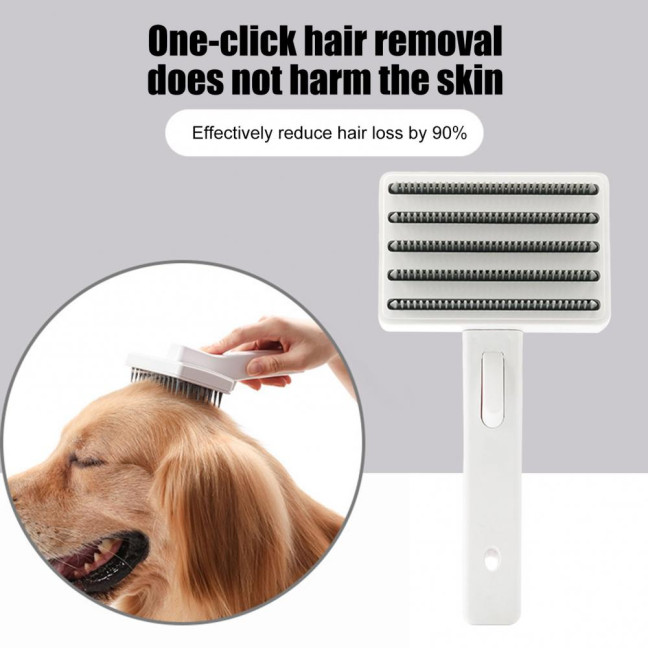 Pet Comb Ergonomic Design Comfortable Grip Steam Cat Brush with Stainless Steel Teeth Anti-scratch Cat Grooming Tool