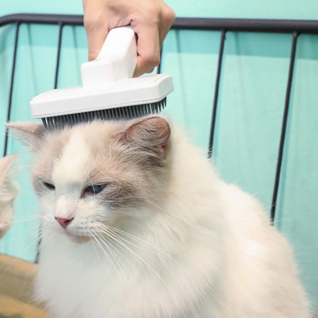 Pet Comb Ergonomic Design Comfortable Grip Steam Cat Brush with Stainless Steel Teeth Anti-scratch Cat Grooming Tool