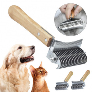 3 in 1 Dematting Deshedding Pet Comb Dogs Cats Pet Knot Comb with Safe Bottom Hair Rake Pet Grooming Tool