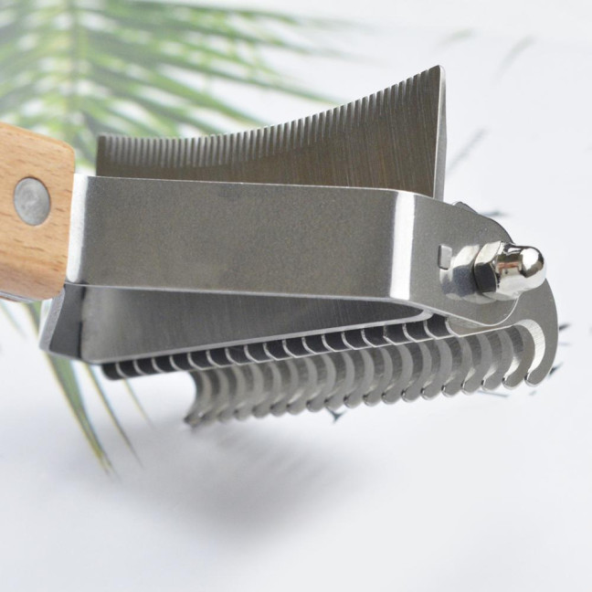 3 in 1 Dematting Deshedding Pet Comb Dogs Cats Pet Knot Comb with Safe Bottom Hair Rake Pet Grooming Tool