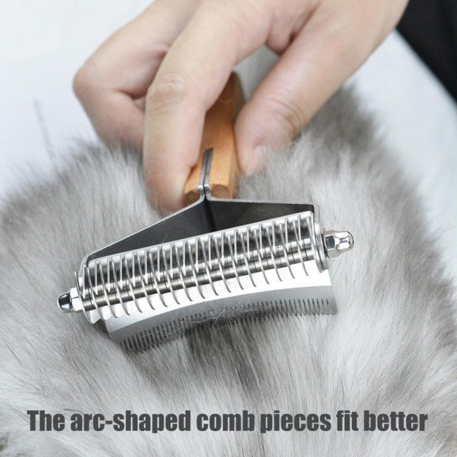 3 in 1 Dematting Deshedding Pet Comb Dogs Cats Pet Knot Comb with Safe Bottom Hair Rake Pet Grooming Tool