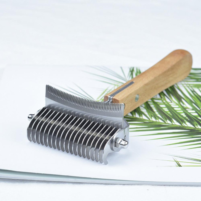 3 in 1 Dematting Deshedding Pet Comb Dogs Cats Pet Knot Comb with Safe Bottom Hair Rake Pet Grooming Tool