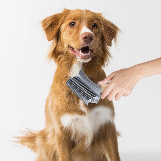 3 in 1 Dematting Deshedding Pet Comb Dogs Cats Pet Knot Comb with Safe Bottom Hair Rake Pet Grooming Tool