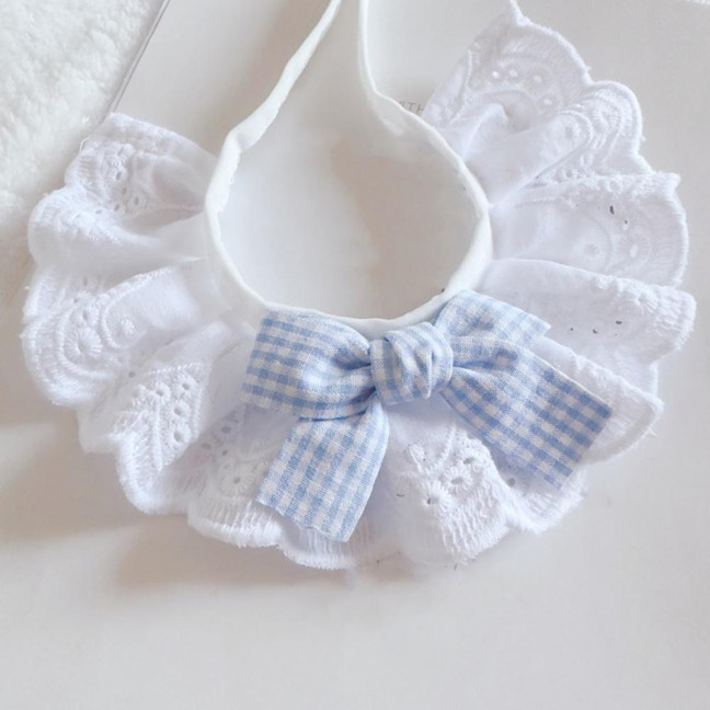 Pet Lace Bib Collar Adjustable Pet Bandana with Bow Handmade Sweet Lace Neck Scarf for Pet Birthday Dress Up Accessories