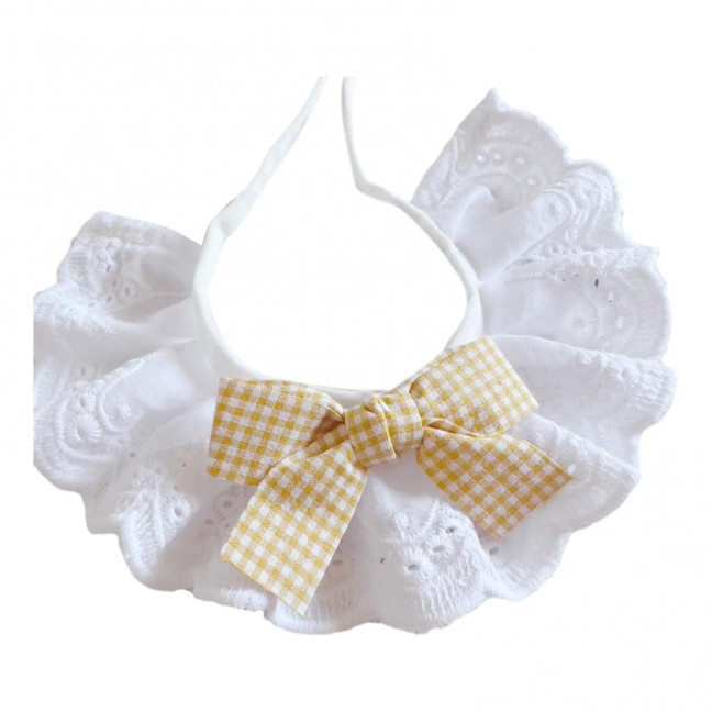 Pet Lace Bib Collar Adjustable Pet Bandana with Bow Handmade Sweet Lace Neck Scarf for Pet Birthday Dress Up Accessories