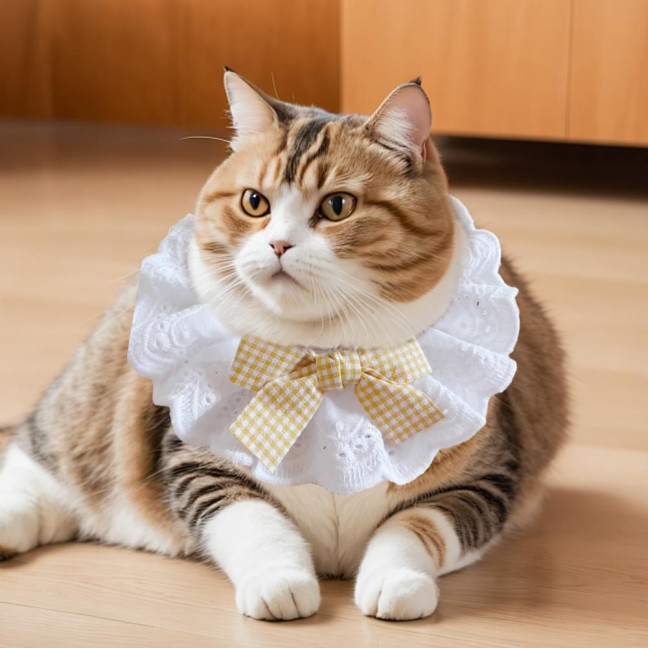 Pet Lace Bib Collar Adjustable Pet Bandana with Bow Handmade Sweet Lace Neck Scarf for Pet Birthday Dress Up Accessories