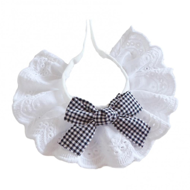 Pet Lace Bib Collar Adjustable Pet Bandana with Bow Handmade Sweet Lace Neck Scarf for Pet Birthday Dress Up Accessories