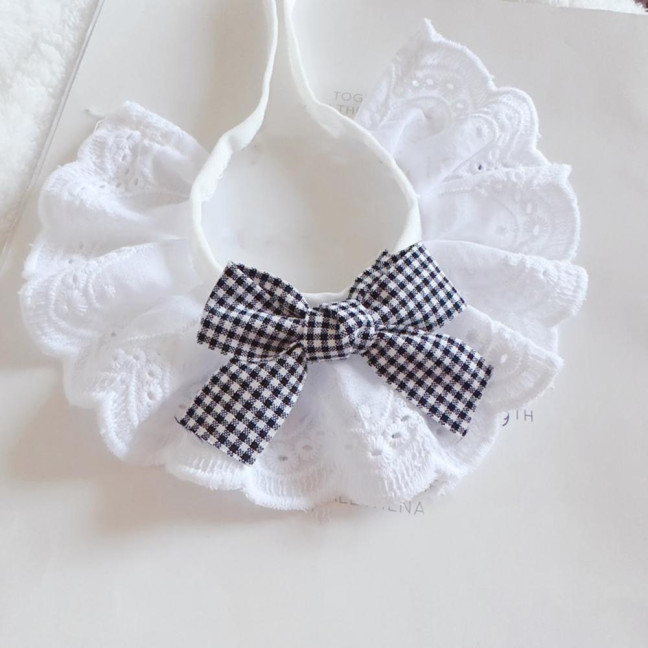 Pet Lace Bib Collar Adjustable Pet Bandana with Bow Handmade Sweet Lace Neck Scarf for Pet Birthday Dress Up Accessories